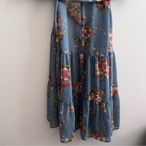 American Eagle Blue Tie Waist Floral Duster - Picture 6 of 6